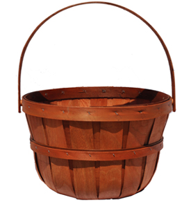 1716 Shallow 1/2 Bushel Round Bottom Basket w/Wood Handle